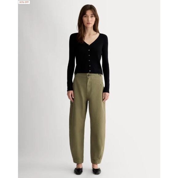Everlane Pants Womens 4 The Fatigue Barrel Wide Leg Green High Rise Utility Chic - Picture 1 of 16